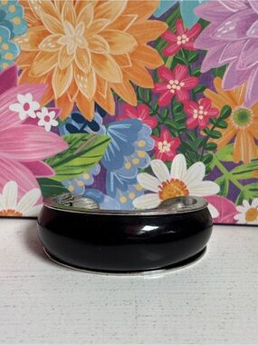 Black Enamel Cuff Bracelet with Silver-Tone Edge NWT